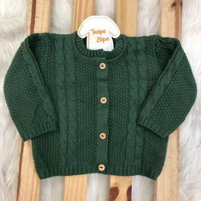   Casaco de linha Trança Verde Militar Plix